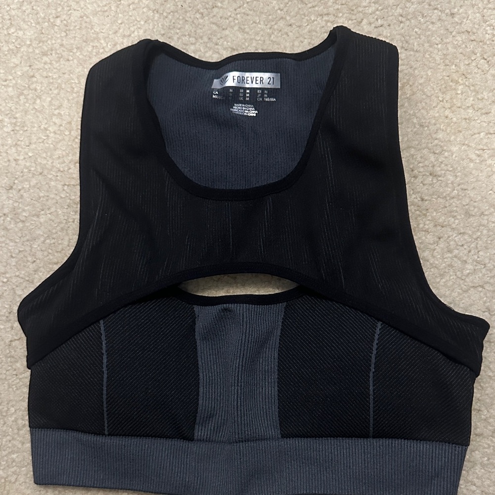 Forever 21 Black and Gray Sports Bra